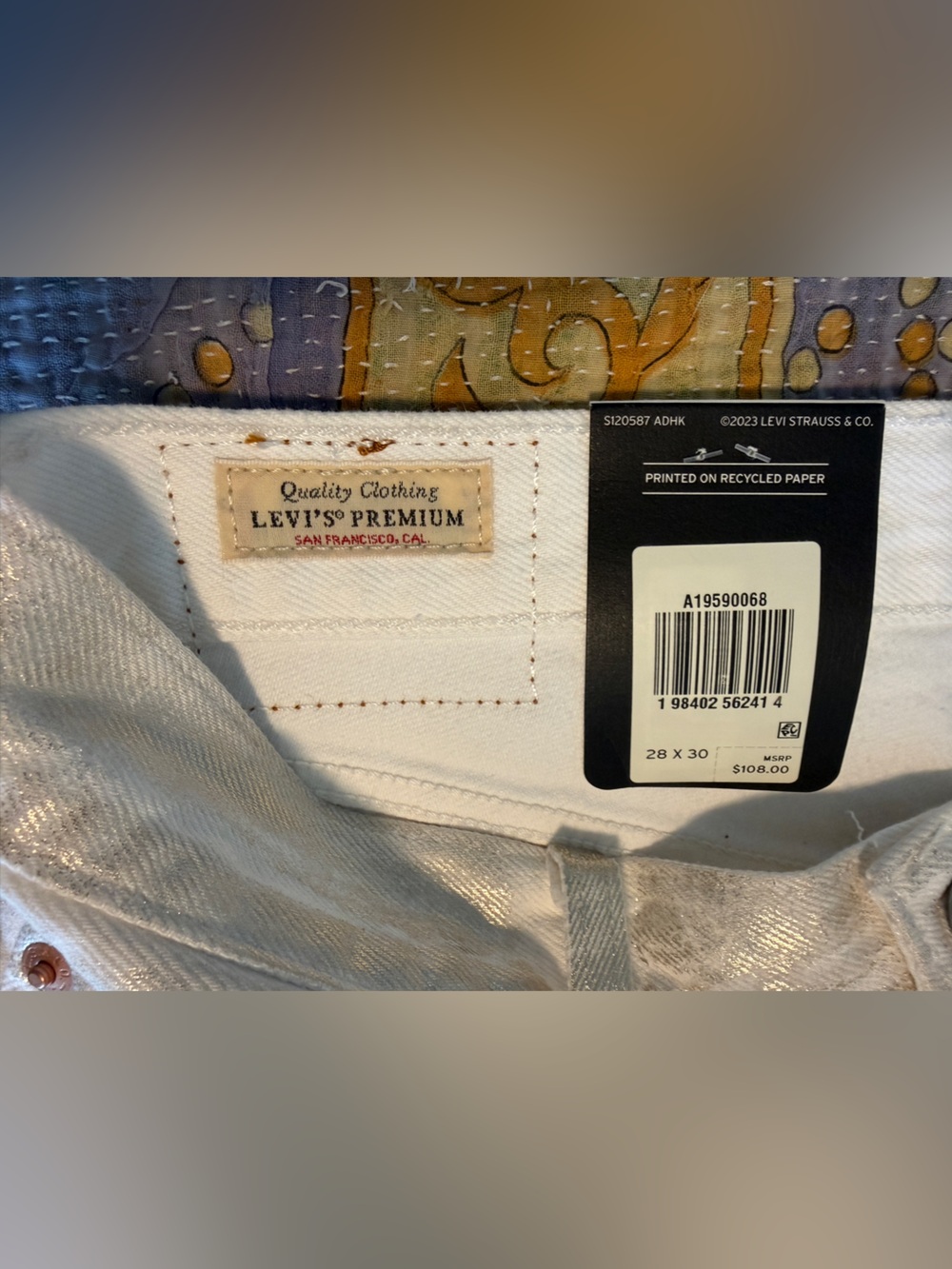 Levi’s Premium COATED 501® '90S WOMEN'S JEANS 28 x 30 Luminary White - Picture 9 of 10